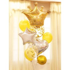 7 Pcs Balloon Set with Crown Foil (6 Colors) 