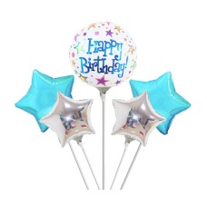  5 Psc Happy Birthday Star Foil Balloon set
