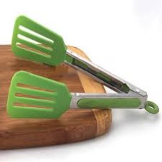 Silicon Tong With Stainless Steel Handle - Silver Green