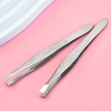 2Psc Stainless Steel Slant Eyebrow Beauty Tweezers