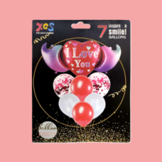 7 Psc I Love You themed balloons