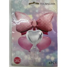 Pink Big Size Bow Ribbon Foil Balloon Set