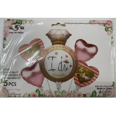 5-piece set of "I Do" themed foil balloons