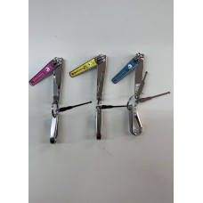 Nail clippers with integrated nail files and keychains. 
