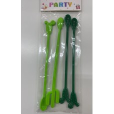 4Pcs Stirring Rods Reusable Cactus Shape Plastic Straws